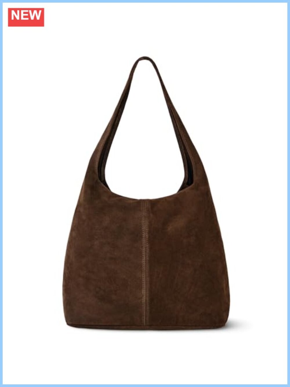 Italian Genuine Suede Hobo Handbag Large Slouchy Shoulder Bag Zip Top